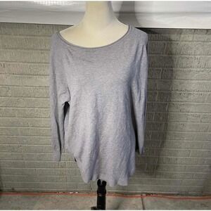 DREAMERS Gray Long Sleeve Boat Neck Casual Top S M